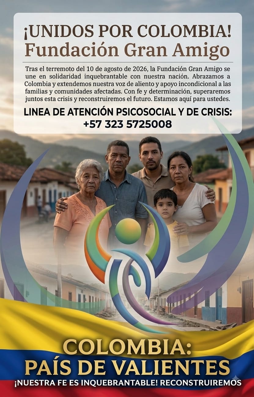 Mensaje de solidaridad de la Fundación Gran Amigo ante el terremoto en Colombia